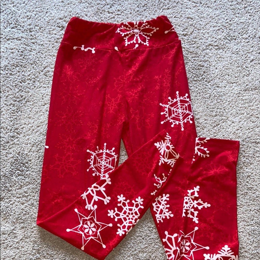 Red Snowflake Kids Leggings